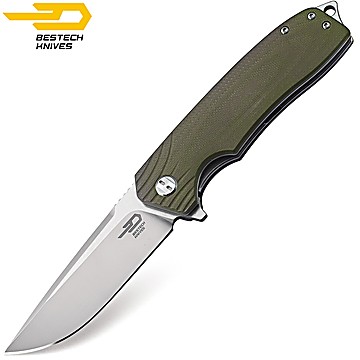 Bestech Pocket Knife Lion Army Green G10 D2