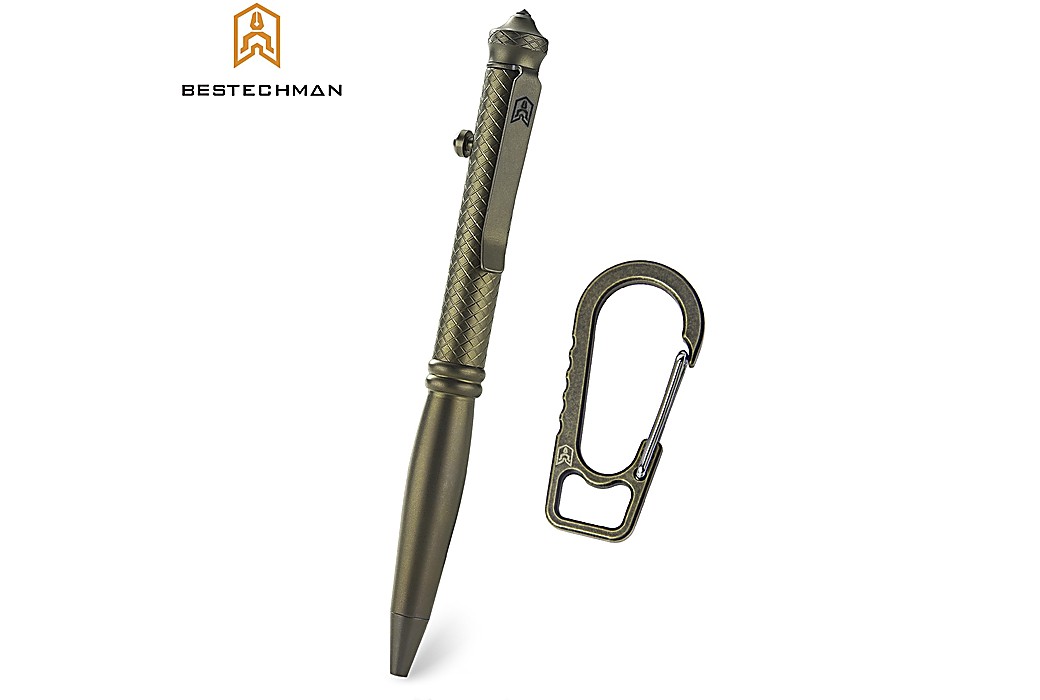 Bestechman Caneta Tatica Scribe Bronze Titanio Stonewash Quebra Vidros