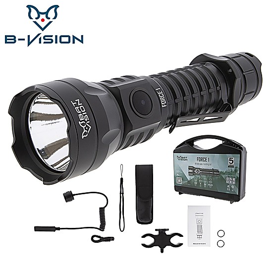 Buy online B Vision Force 1 Tactical Flashlight Hunting Kit LED 1000 Lumens from B VISION Shop of LED LASER Flashlights Online Store Mundilar Airguns