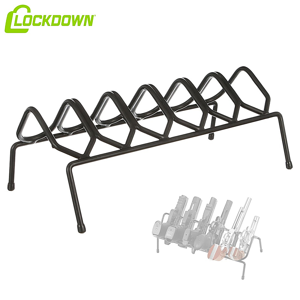 6-Gun Handgun Rack - Vinyl Coated Metal Pistol Organizer For Safe & Range
