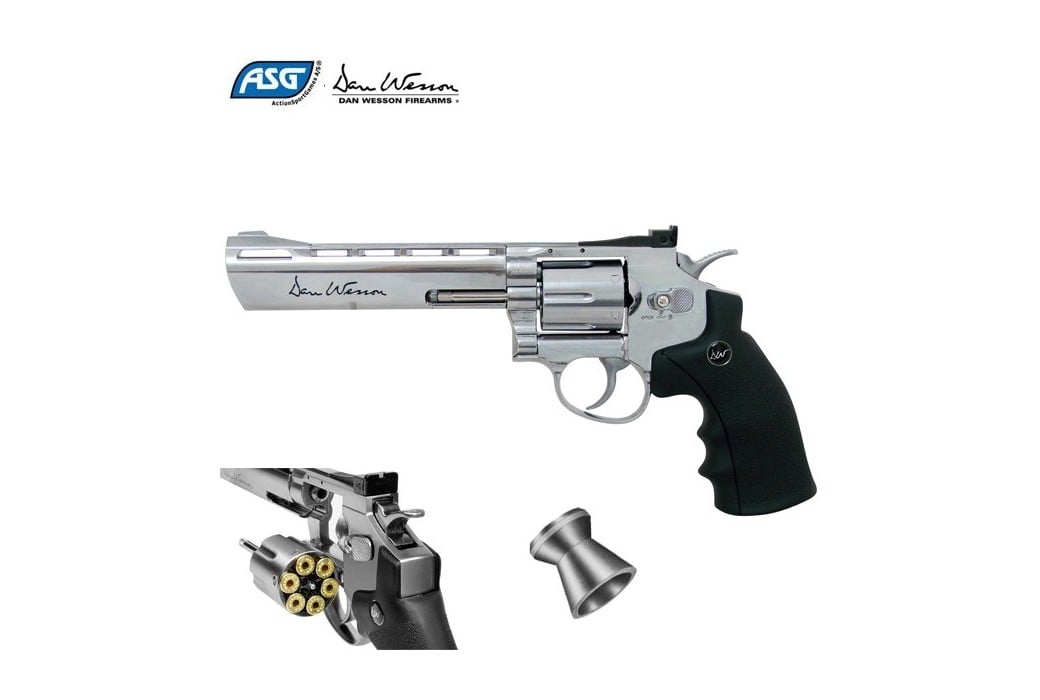 Revolver ASG Dan Wesson 6" Pellet Airgun Silver 