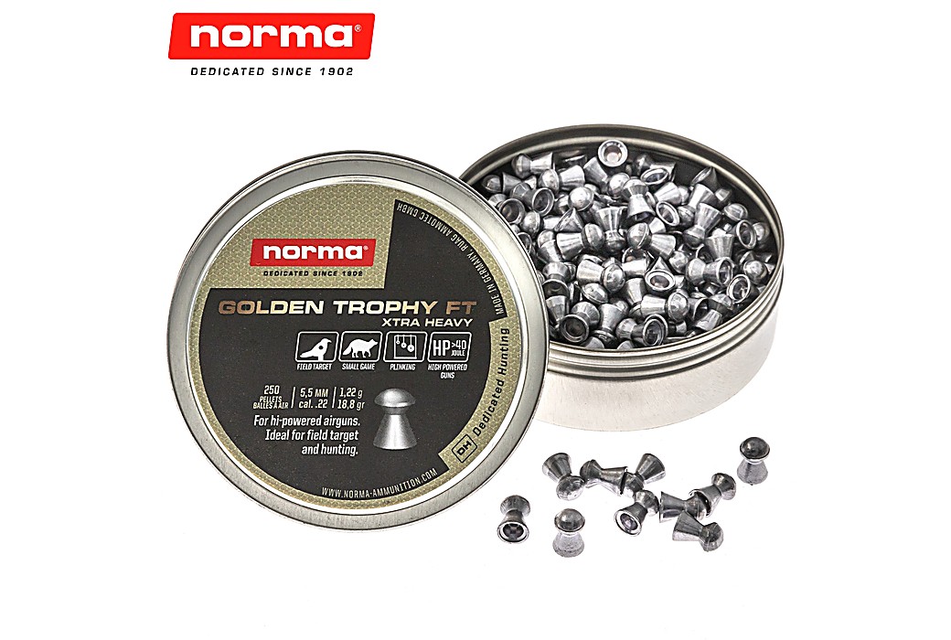 Munitions Norma Golden Trophy FT Xtra Heavy 5.50mm (.22) 18.8gr 250pcs