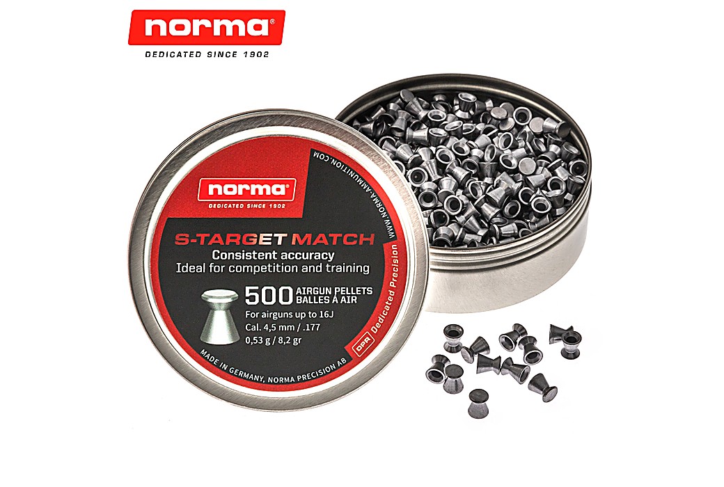 Balines Norma S-Target Match 4.50mm (.177) 8.2gr 500pcs