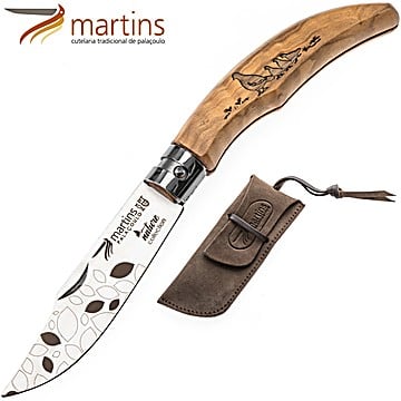 MARTINS POCKET KNIFE ELLEGANCE M NATURE PARTRIDGE 8CM (LEATHER POUCH)