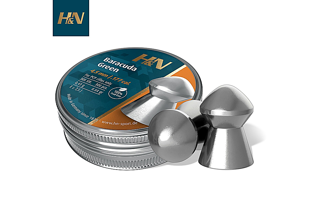 Air Gun Pellets H&N Sport Baracuda Green 4.50mm (.177) 6.64gr 300pcs