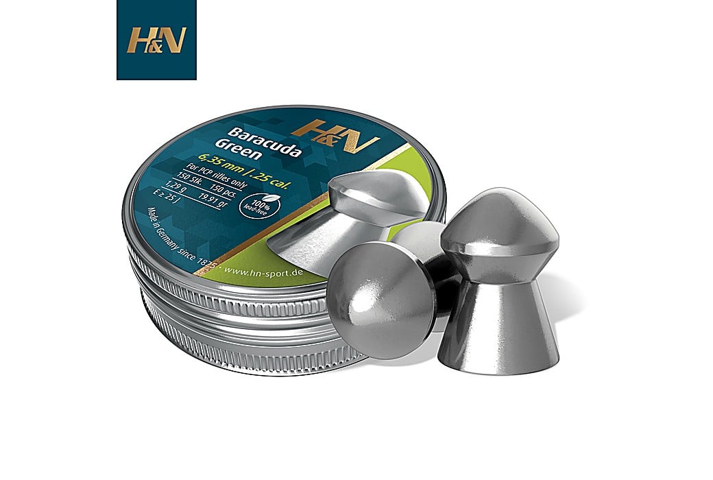 Chumbo H&N Sport Baracuda Green 6.35mm (.25) 19.91gr 150pcs