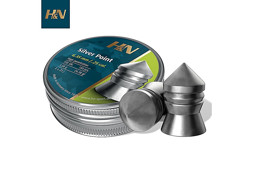 Balines H&N Sport Silver Point 6.35mm (.25) 24.38gr 150pcs