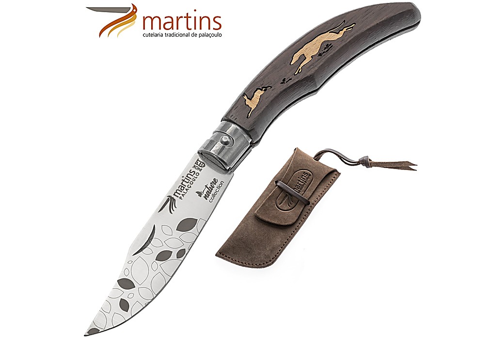 Pocket Knife Ellegance Nature Greyhound And Hare Martins 8cm (Leather Pouch)