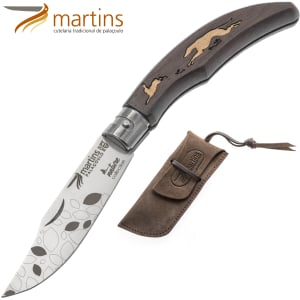 Pocket Knife Ellegance Nature Greyhound And Hare Martins 8cm (Leather Pouch)