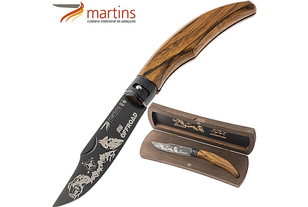 Couteau Aventure Tout-terrain Martins Ellegance Premium Titane 9.8cm (Étui en Bois)