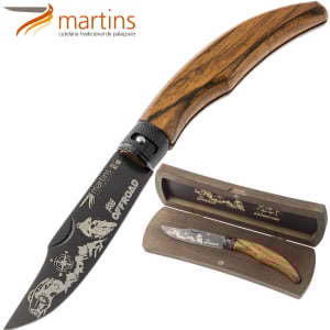 Couteau Aventure Tout-terrain Martins Ellegance Premium Titane 9.8cm (Étui en Bois)