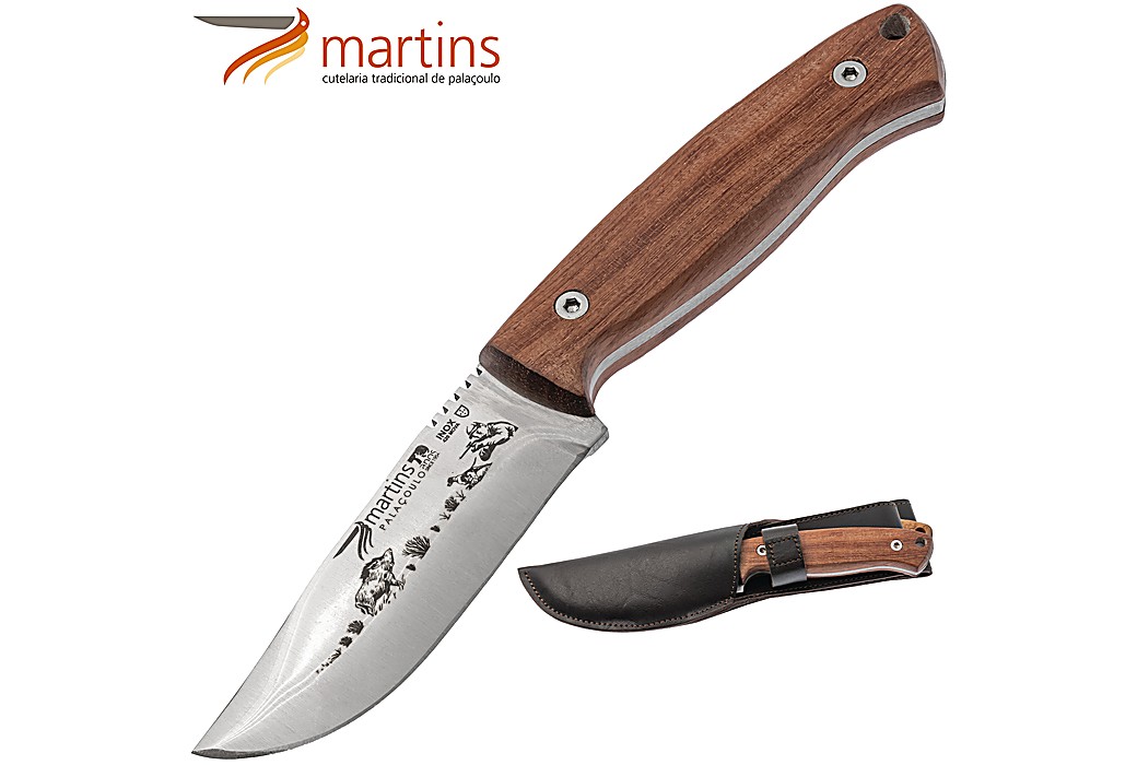 Faca de Esfolar Martins Nature 9cm Bubinga Javali (Bolsa em Pele)