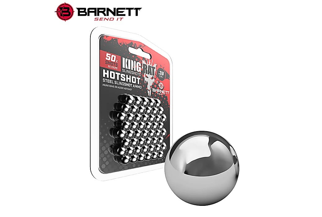 Esferas de Aço Hotshot para Fisga King Rat Barnett 9.5mm (.38) 50pcs