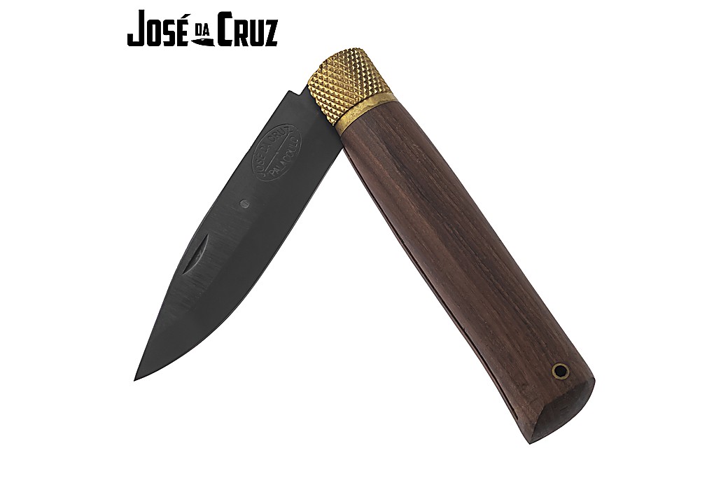 José da Cruz Large Luxurious Pocket Knife Merendeira Pau Ferro 8.5cm Large Lock Metal Tube Black