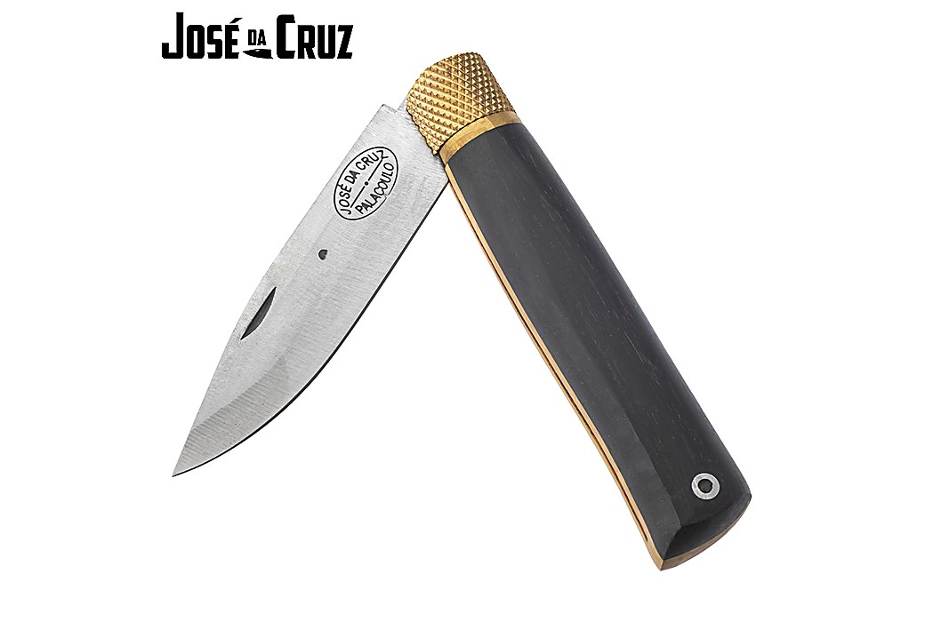 José da Cruz Large Luxurious Pocket Knife Merendeira 3 Wood 8.5cm Large Lock Metal Tube