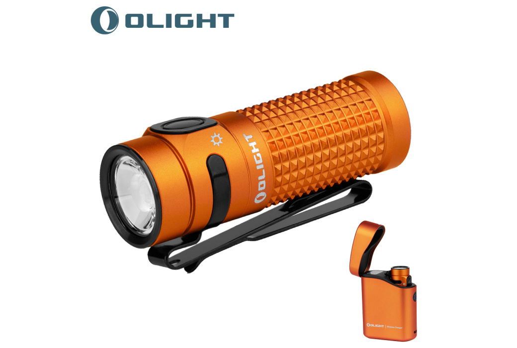 Kit Lampe Torche Olight Baton 4 Premium Edition LED 1000 lumens + Chargeur Wireless Orange