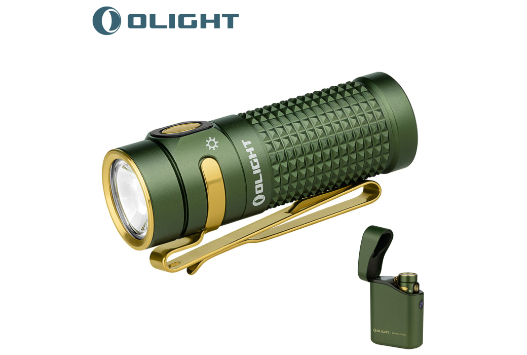 Olight Baton 4 Premium Edition Flashlight LED 1300 Lumens + Wireless Charger OG Green