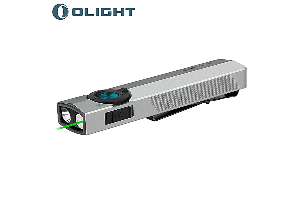 Olight ArkPro Flashlight LED 1500 Lumens Green Laser UV Silver