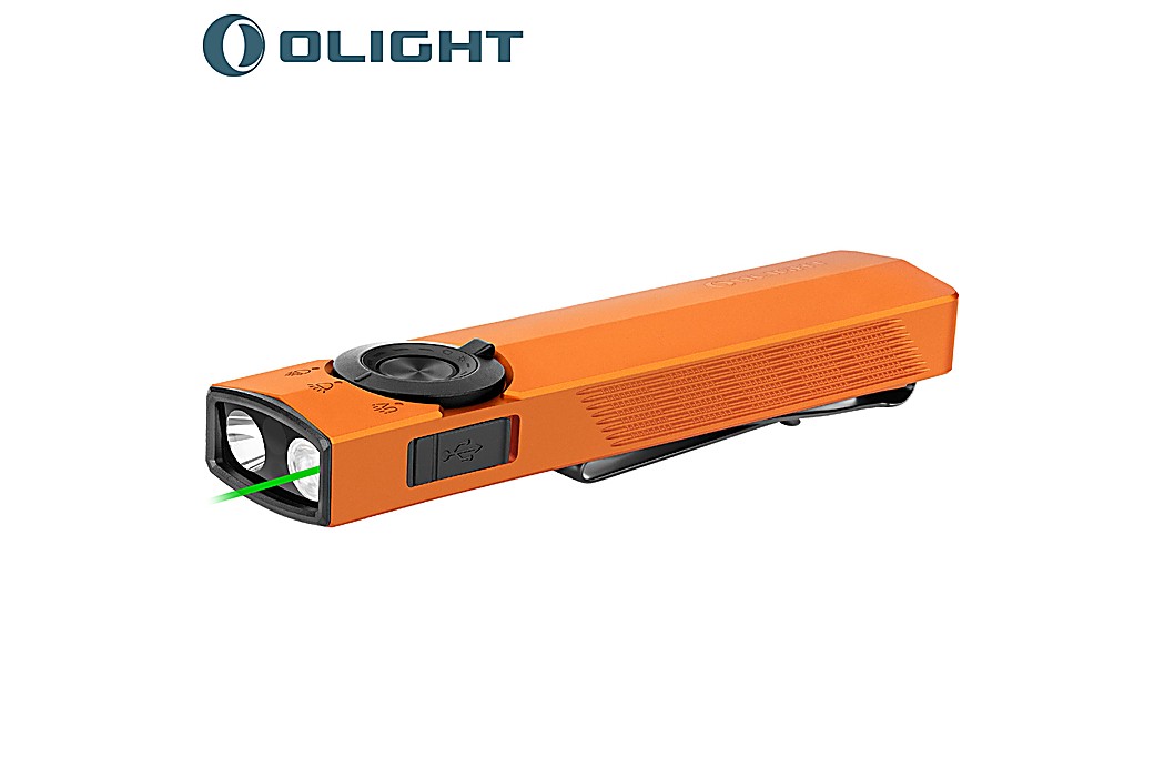 Lampe Olight ArkPro Torche LED 1500 Lumens Laser Vert UV Orange