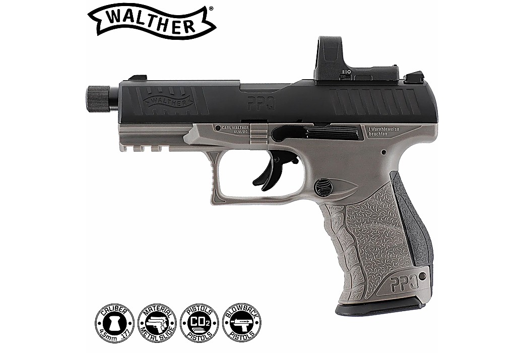 Pistola CO2 Walther PPQ M2 Q4 Tac Combo 4.6" Blowback Balines