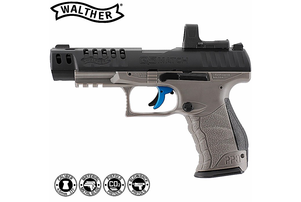 Pistola CO2 Walther Q5 Match Combo 5" Blowback Chumbo