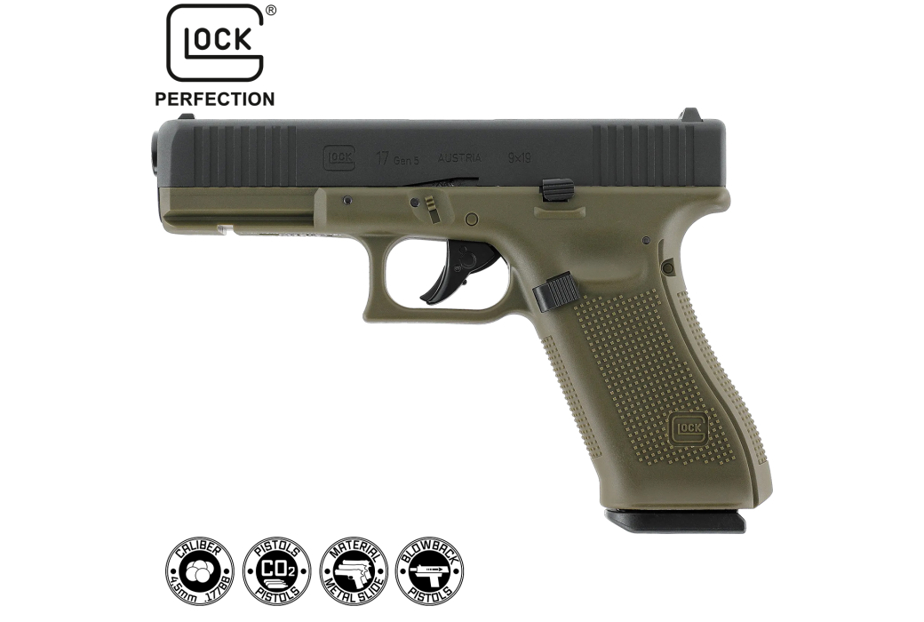 Pistolet BB CO2 Glock 17 Gen5 Blowback Battle Green