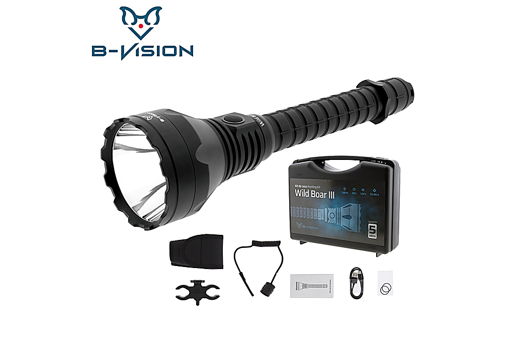 B-Vision Wild Boar III Tactical Flashlight Hunting Kit LED 3000 Lumens
