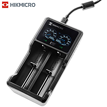 Cargador Universal 2-Baterías Hikmicro LCD USB-C