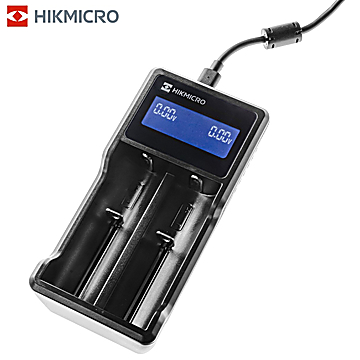 Cargador Universal 2-Baterías Hikmicro LCD USB-C 21700 | 18650 | RCR123