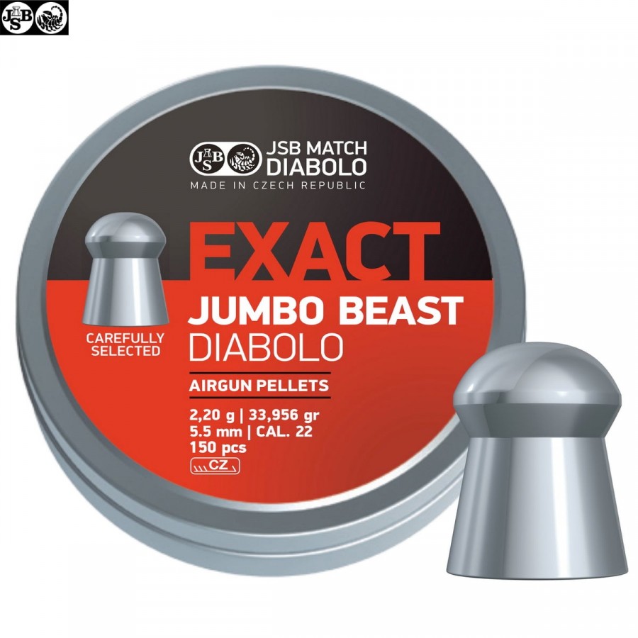 JSB Beast Jumbo .22 Cal 33.95 Grains Domed 600 Count 4 Tins 150 
