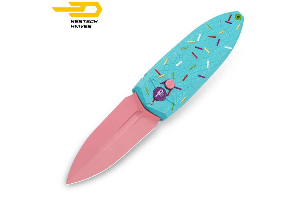 Bestech Pocket Knife Ququ Blue Sprinkle G10 14C28N