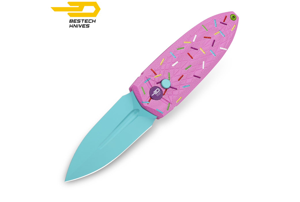 Bestech Pocket Knife Ququ Pink Sprinkle G10 14C28N