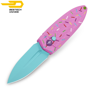 Bestech Pocket Knife Ququ Pink Sprinkle G10 14C28N
