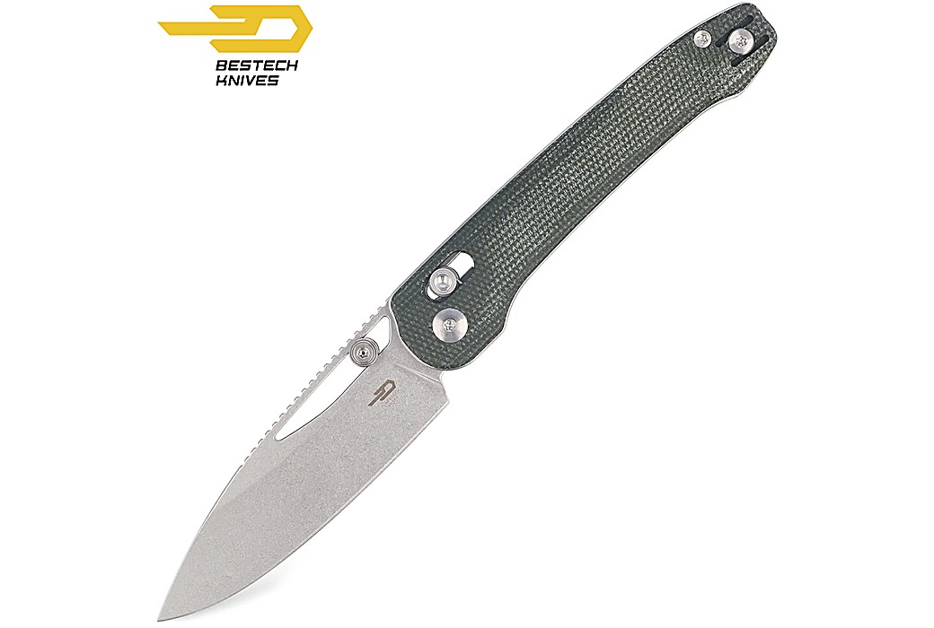 Bestech Couteau de Poche Cobber Vert Micarta 14C28N