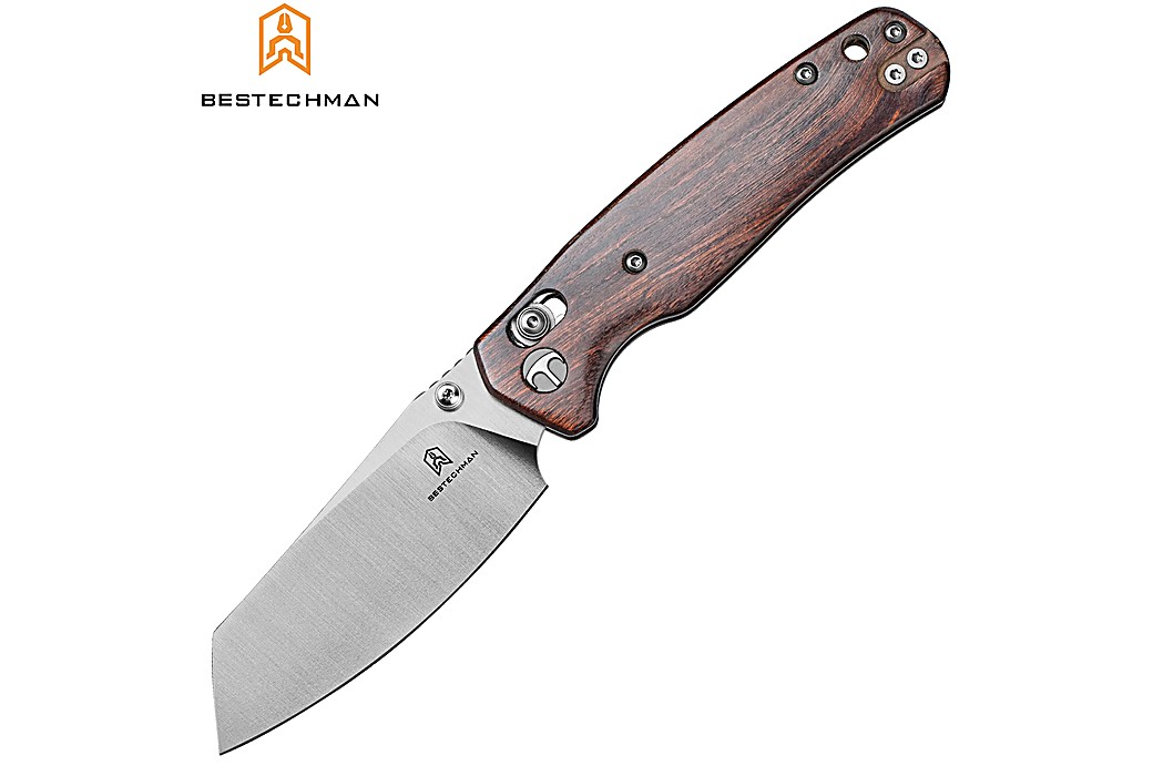 Bestechman Pocket Knife Cicada's Wing Desert Ironwood G10 10CR15COMOV