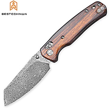 Bestechman Navalha Cicada's Wing Damascus Desert Ironwood G10 10CR15COMOV