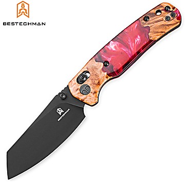Bestechman Navalha Cicada's Wing Wood & Red Resin 10CR15COMOV