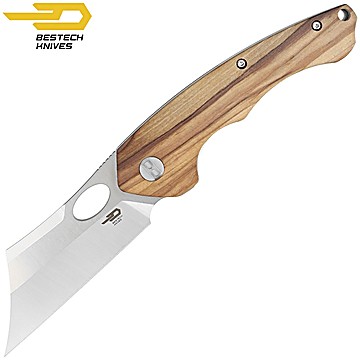 Bestech Pocket Knife Skirmish Olive Wood 154CM