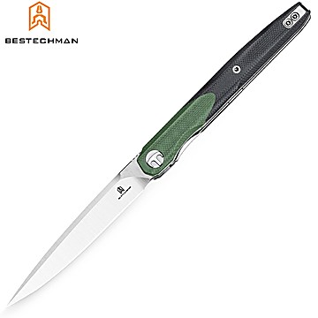 Bestechman Navalha Lanza Verde OD & Preto G10 14C28N