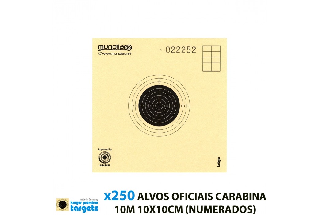 KRUGER BLANCOS COMP. CARABINA PRECISION 10m 10X10CM 250pcs (NUMERADOS)