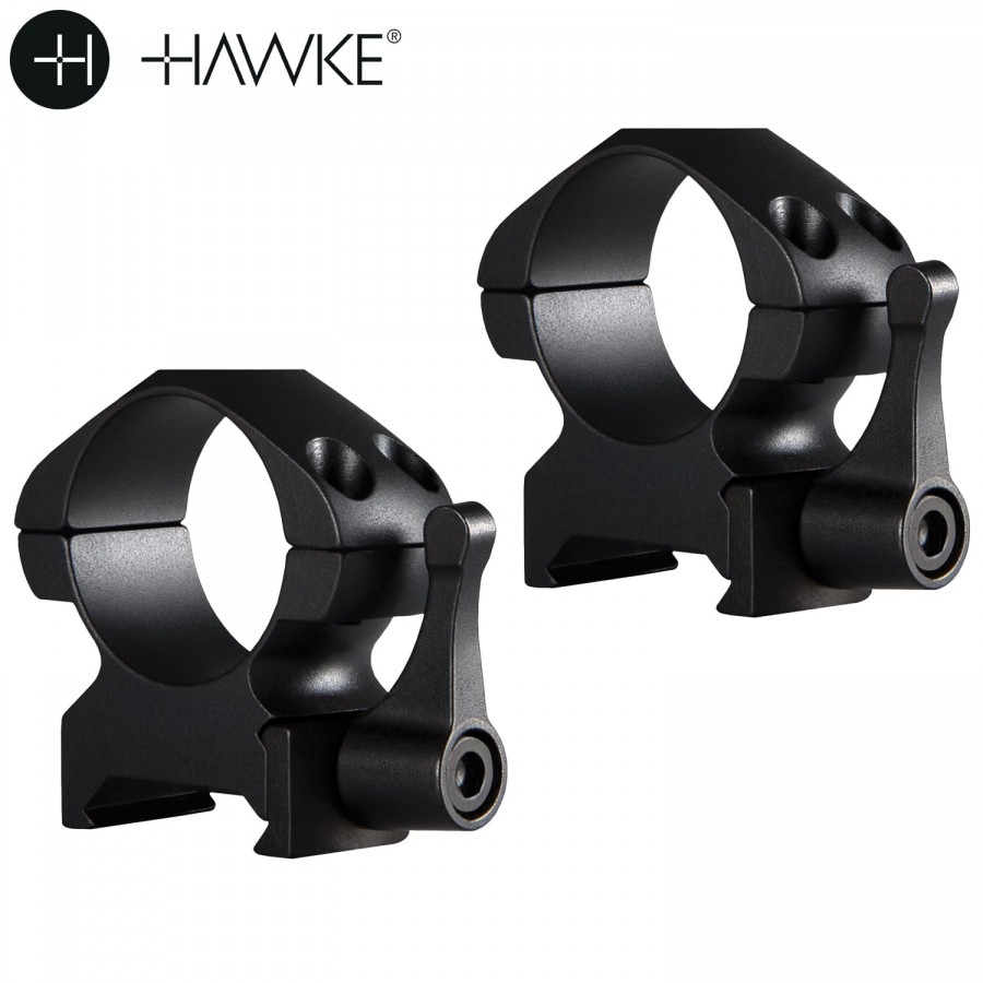 Hawke Precision Steel Ring Mounts Weaver 30mm High or Medium Quick Release Lever 
