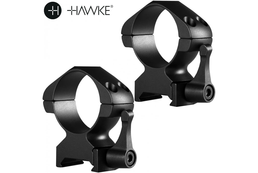 HAWKE PRECISION STEEL RING MOUNTS 30mm 2PC WEAVER HIGH - QUICK RELEASE