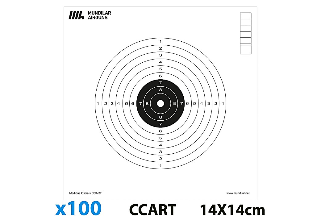 CIBLES CARTON COMP. CARABINE 10m 100pcs 14X14CM