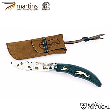 MARTINS COUTEAU DE POCHE ELLEGANCE M NATURE LÉVRIER ET LIÈVRE 8CM (POCHETTE EN CUIR)