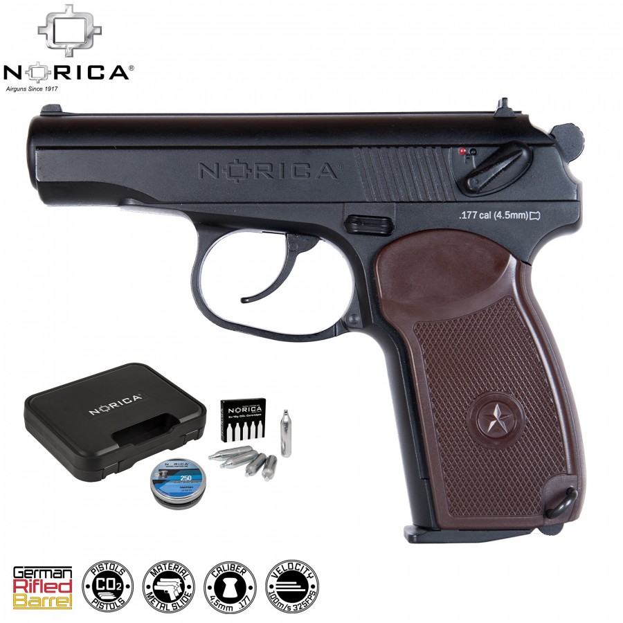 Comprar en linea Pistola Balines Norica N.A.C. 2020 Full Metal Pack  (Réplica Makárov) de marca NORICA • Tienda de Pistolas CO2 • Mundilar  Airguns