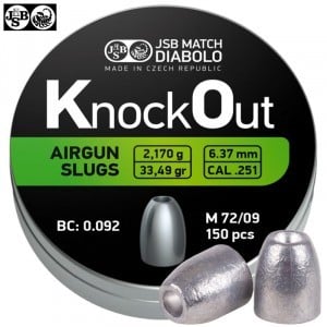 Chumbo JSB Knock Out Slugs 6.37mm (.251) 33.49gr 150PCS