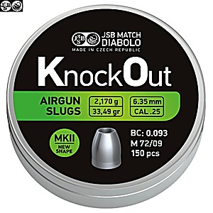 CHUMBO JSB KNOCK OUT SLUGS MKII 6.35mm (.25) 33.49gr 150PCS