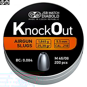 MUNITIONS JSB KNOCK OUT SLUGS 5.50mm (.218) 25.39gr 200PCS