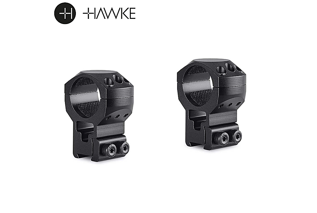 Hawke Tactical Aluminium Ring Mounts 1" 2PC 9-11mm (3⁄8”) Dovetail Extra High