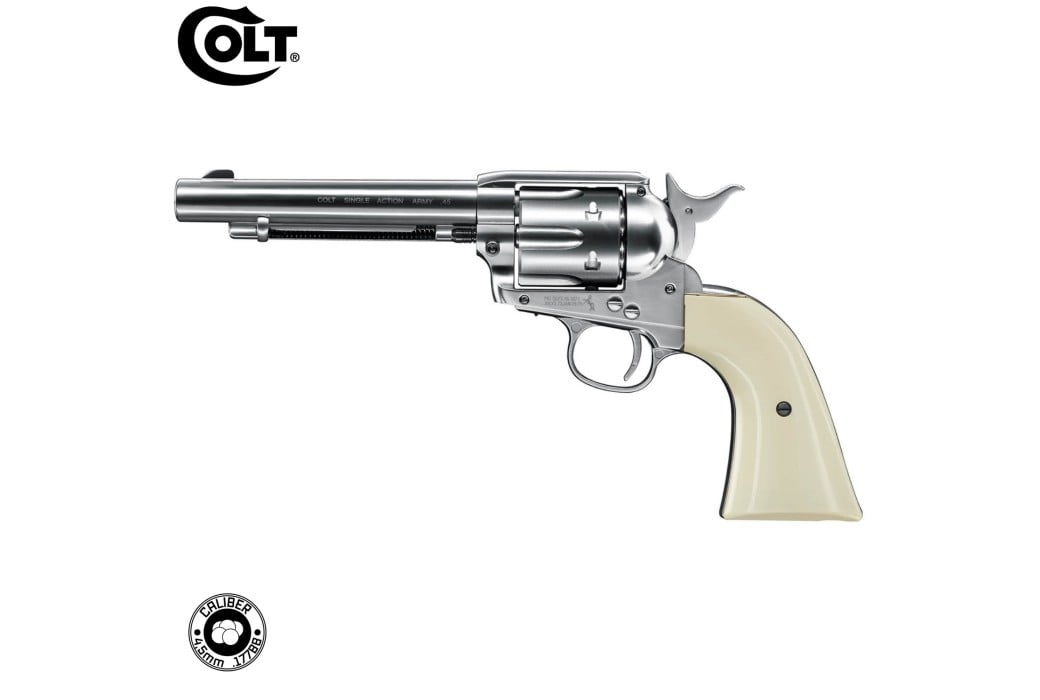 Revólver CO2 Colt SAA .45 - 5.5" Acabamento em Níquel
